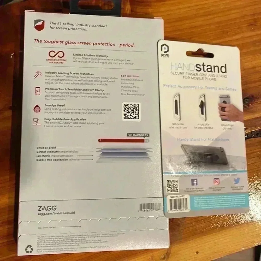 Zagg Invisible Shield Glass+ & Hand Stand Sealed NOS